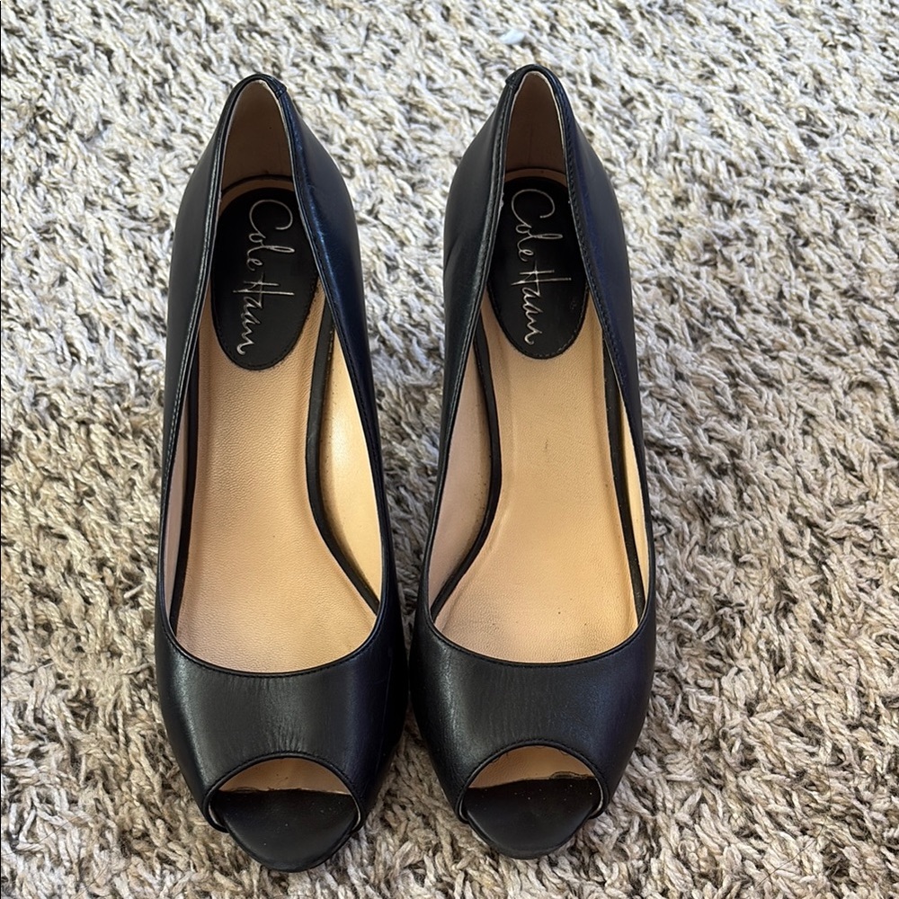 Cole Haan Black Peep Toe Heels